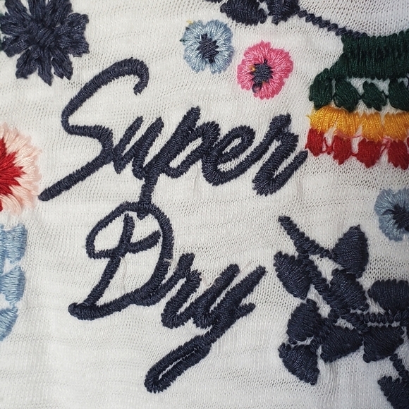 Superdry Women's Lexi Floral Embroidered T-Shirt in Rodeo White US 6 - Picture 6 of 11
